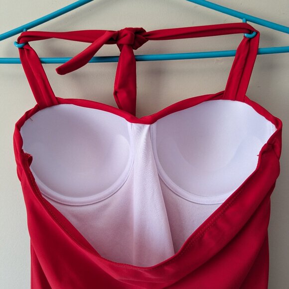 Red One Piece Swimmng Suit - Picture 3 of 4